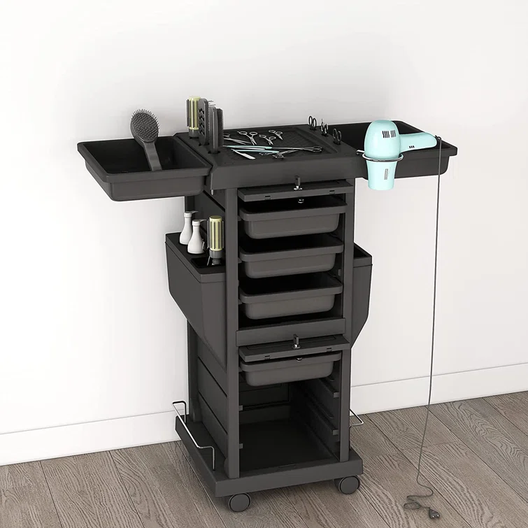 Beauty Salon Locking Rolling Trolley Cart With 6 Drawers