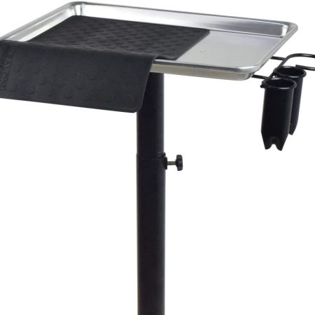 Premium Aluminum Instrument Salon Tray W/Accessory Caddy Tattoo Rolling Tray Station Height Trolley Beauty Tool