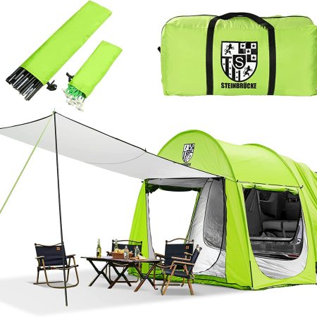 SUV Tent Car Camping Car Tent - Tailgate Tent SUV Tents for Camping, PU4000mm Waterproof, 1-4 Person Sleeping Capacity, Car Tents for Automobiles Car Awning