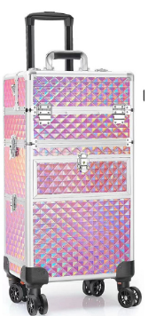 化妆箱带抽屉炫彩粉色