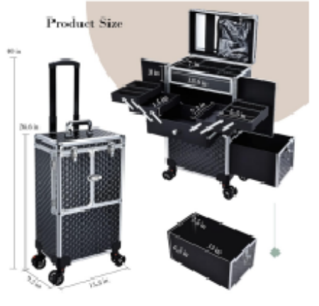 4合1化妆箱黑色鳄鱼纹